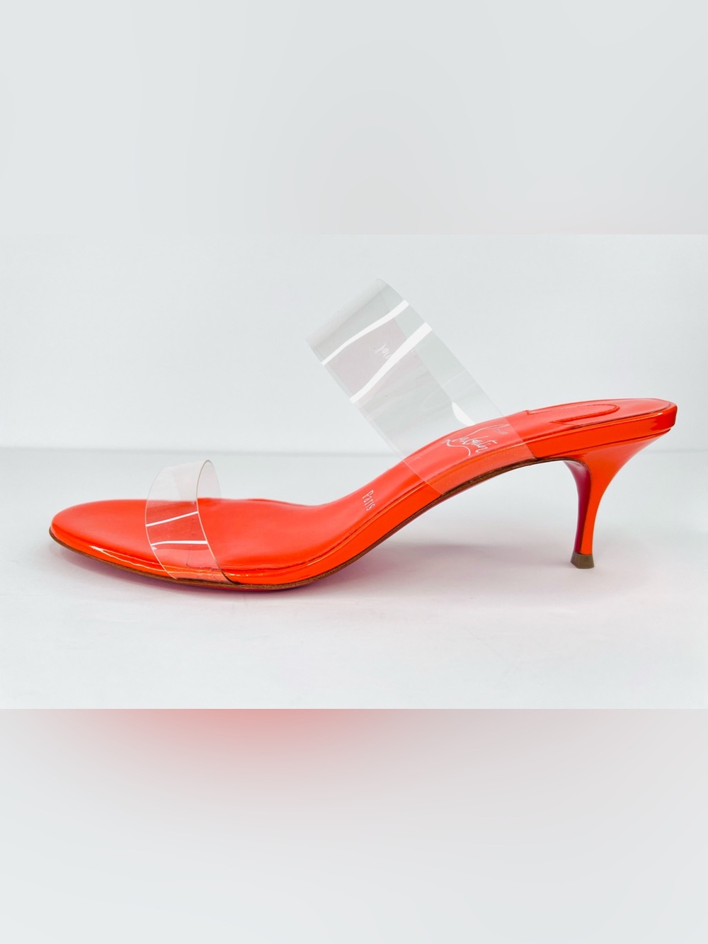 Christian Louboutin Just Nothing 55mm PVC Mules Patent Leather Pumps Size EU 38